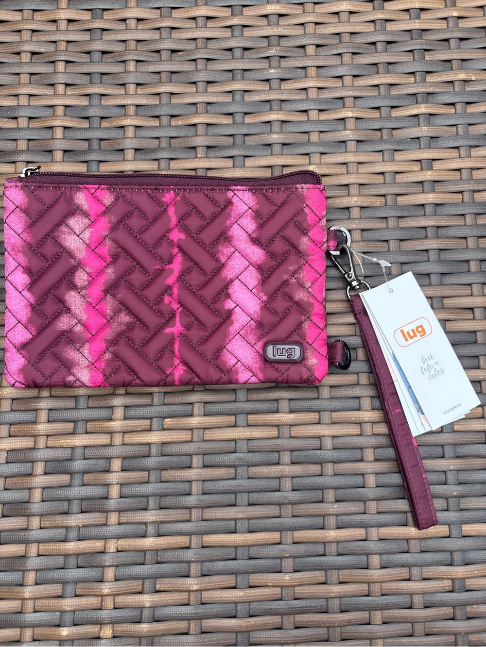 lug Quilted Wristlet Clutch in Berry Ombre